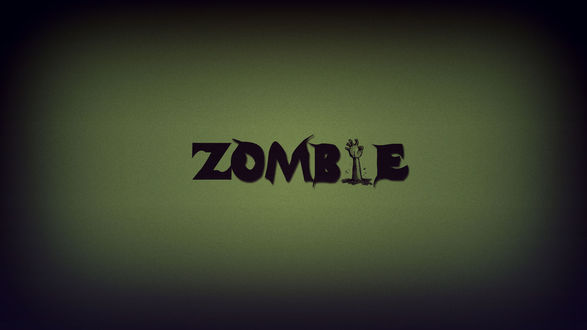 Обои на рабочий стол Надпись zombie / зомби на зеленом фоне