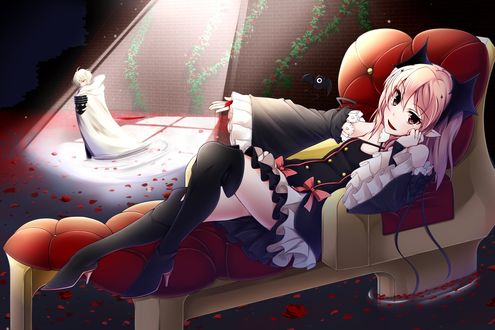 Обои на рабочий стол Michaela Hyakuya / Микаэла Хакуя и Krul Tepes / Крул Тепес из аниме Owari no Seraph / Последний Серафим, art by Yamato Yamamoto