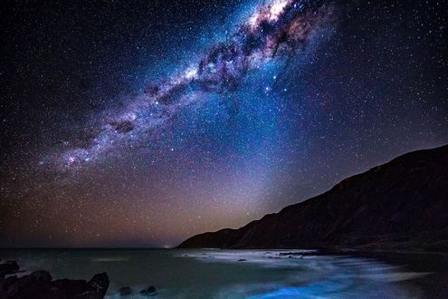 Обои на рабочий стол Северное сияние в Wellington New Zealand / в Веллингтоне, Новой Зеландии, фотограф Michael Jordanoff