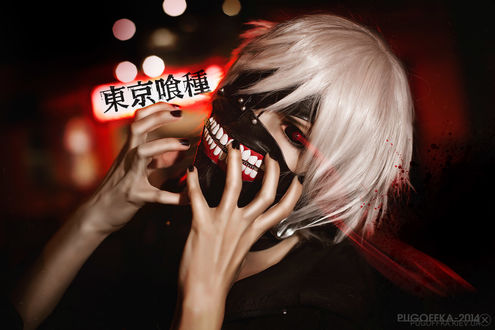 Обои на рабочий стол Косплей Ken Kaneki / Кен Канеки из аниме Tokyo Ghoul / Токийский Гуль, by Pugoffka-sama