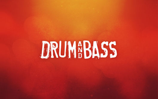 Обои на рабочий стол Надпись Drum and Bass на красном фоне