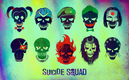 Обои на рабочий стол Картинка со всеми персонажами из фильма Отряд Самоубийц / Suicide Squad