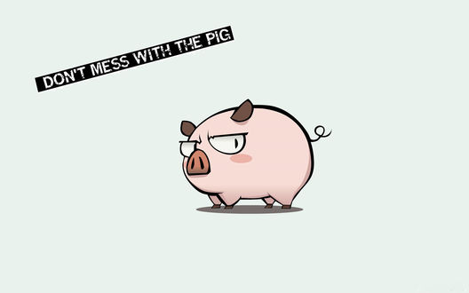 Обои на рабочий стол Забавная свинья и надпись Dont mess with the pig / Не связывайся со свиньей