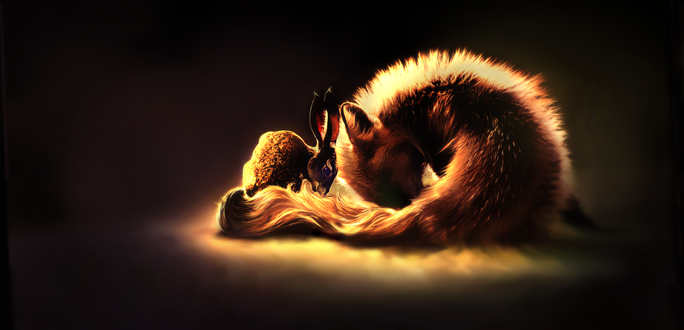 Обои на рабочий стол Джуди Хопс / Judy Hopps и Ник Уайлд / Nick Wilde из мультфильма Зверополис / Zootropolis, by Amphispiza