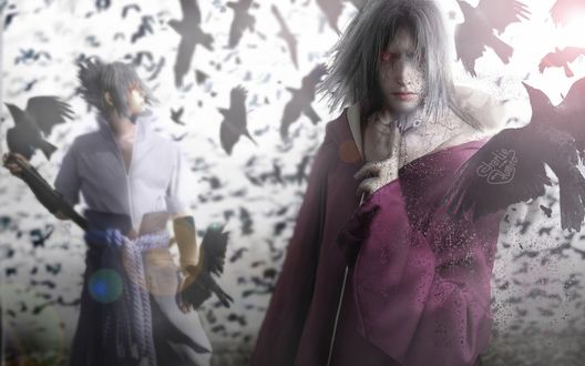 Обои на рабочий стол Uchiha Sasuke / Учиха Саске и Uchiha Itachi / Учиха Итачи из аниме Наруто / Naruto