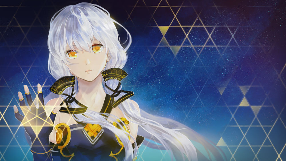 Обои для рабочего стола Vocaloid Xingchen / Вокалоид Ксингчен на фоне звездного неба