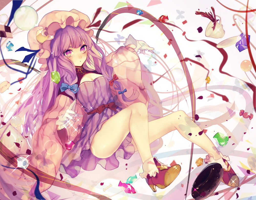 Обои для рабочего стола Patchouli Knowledge / Пачули Нолидж из серии компьютерных игр Touhou Project / Проект Восток, art by Pixiv Id 3935806