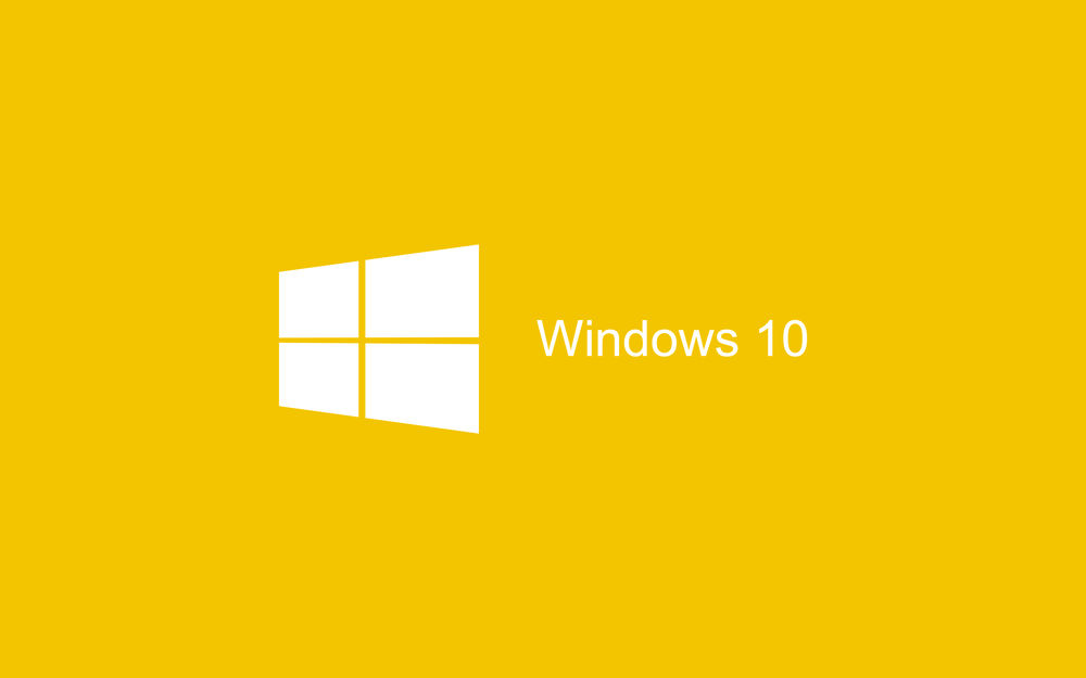 Обои для рабочего стола Логотип Windows 10 на желтом фоне