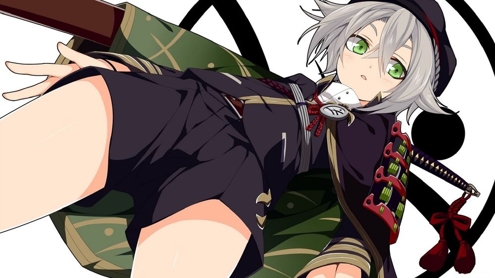 Обои для рабочего стола Honebami Toushirou / Хонебами Тоуширо в шортах из игры Touken Ranbu