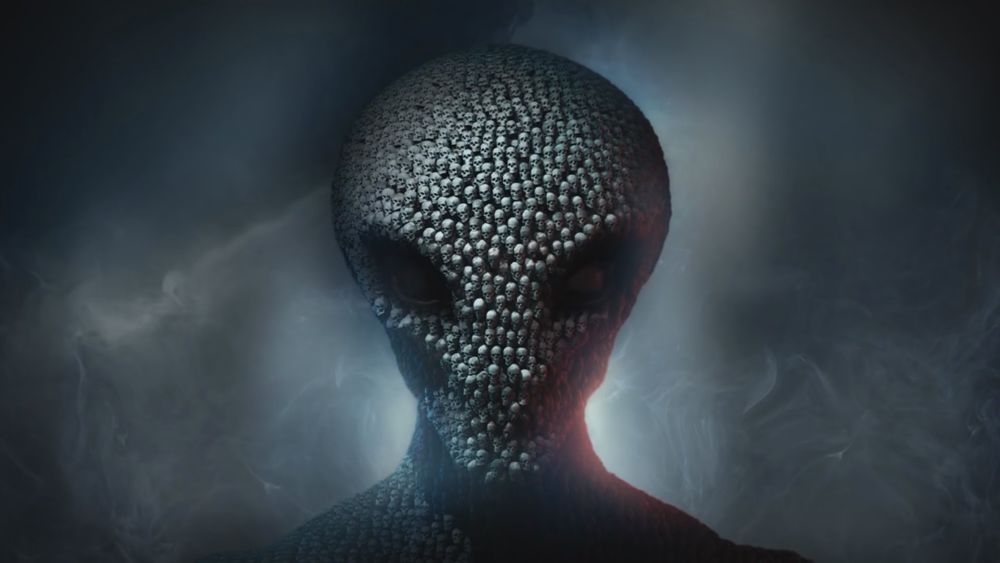 Обои для рабочего стола Инопланетянин сделанный из черепов, игра XCOM 2