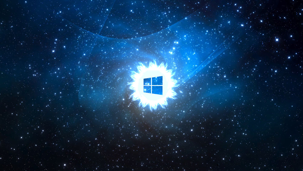 Обои для рабочего стола Логотип операционной системы Windows на фоне космоса