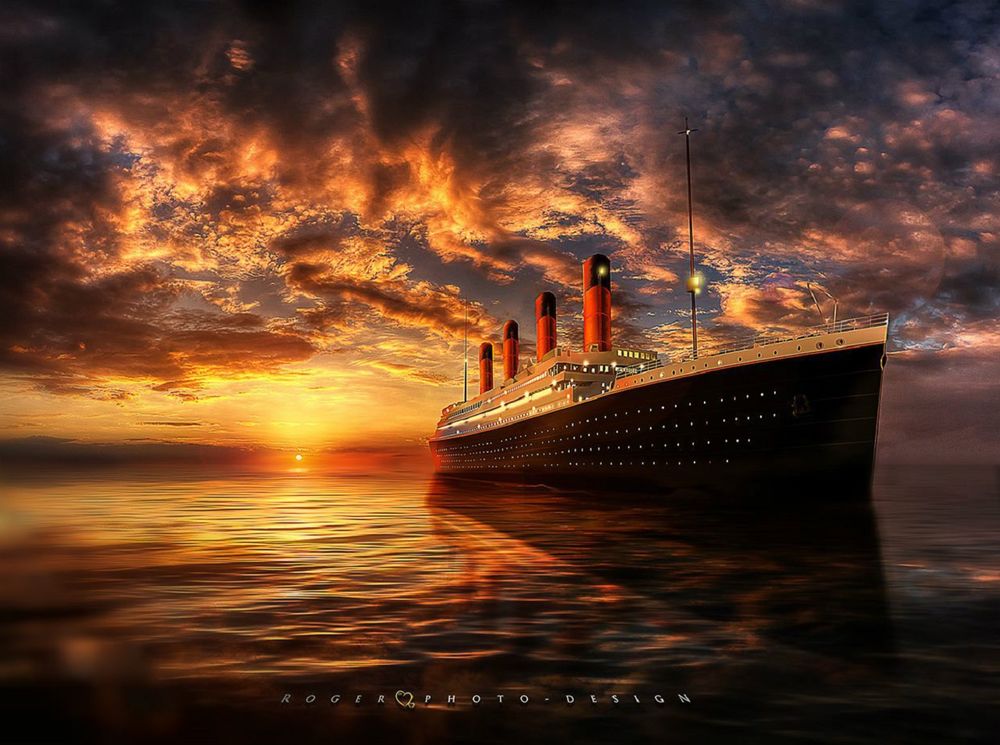 Обои для рабочего стола Титаник на фоне заката, фотограф Manuel Roger