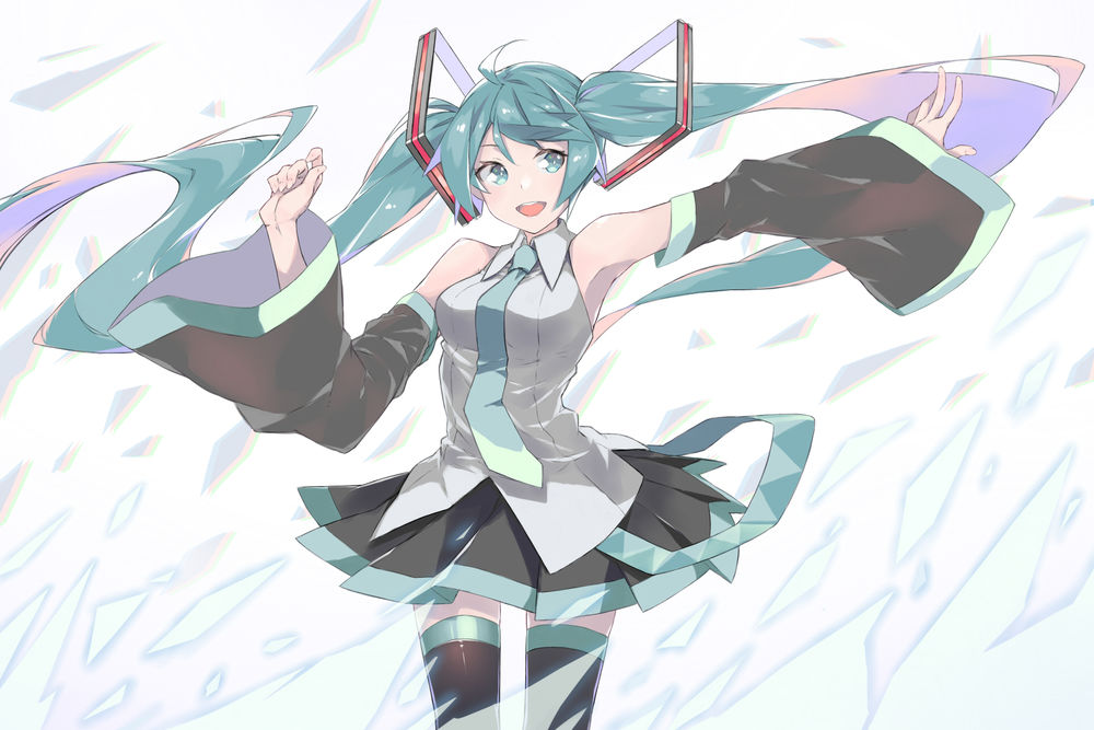 Обои для рабочего стола Vocaloid Hatsune Miku / Вокалоид Хатсуне Мику, art by FHang
