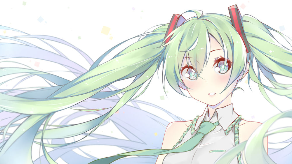 Обои для рабочего стола Vocaloid Hatsune Miku / Вокалоид Хатсуне Мику, art by FHang
