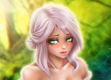 Обои на рабочий стол Белокурая девушка с зелеными глазами, by Prywinko