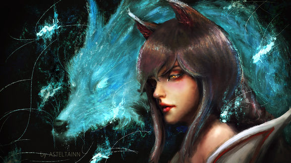 Обои на рабочий стол Ари / Ahri из игры Лига Легенд / League of Legends, by Asteltainn