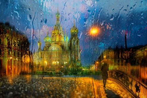 Обои на рабочий стол Дождливое утро ноября, Санкт-Петербург, фотограф Ed Gordeev