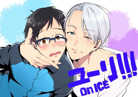 Обои на рабочий стол Katsuki Yuri и Victor Nikiforof из аниме Юрий на льду! / Yuri on Ice!