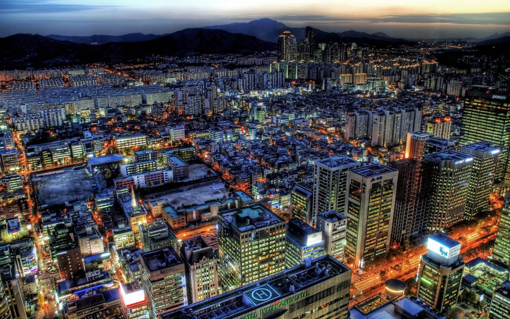 Обои для рабочего стола Город Seoul / Сеул, Корея / Korea с высоты птичьего полета