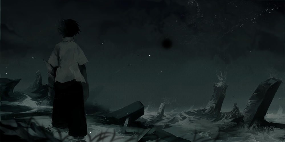 Обои для рабочего стола Мальчик смотрит на море, by Pixiv Id 53928