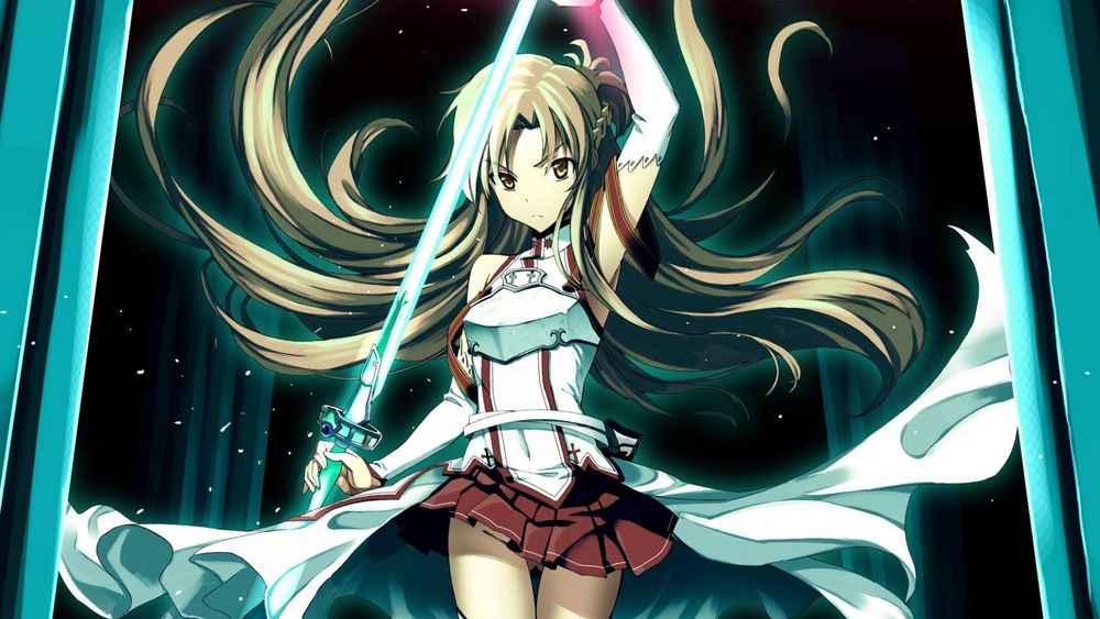 Обои для рабочего стола Асуна Юуки / Yuuki Asuna из аниме Sword Art Online / Мастера меча онлайн готовится к сражению
