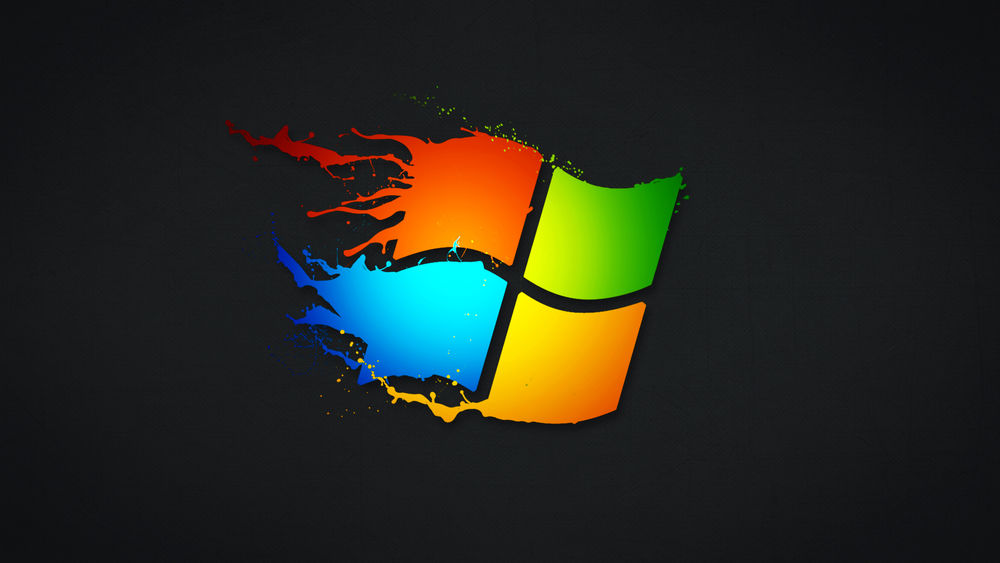 Обои для рабочего стола Логотип системы Windows на черном фоне