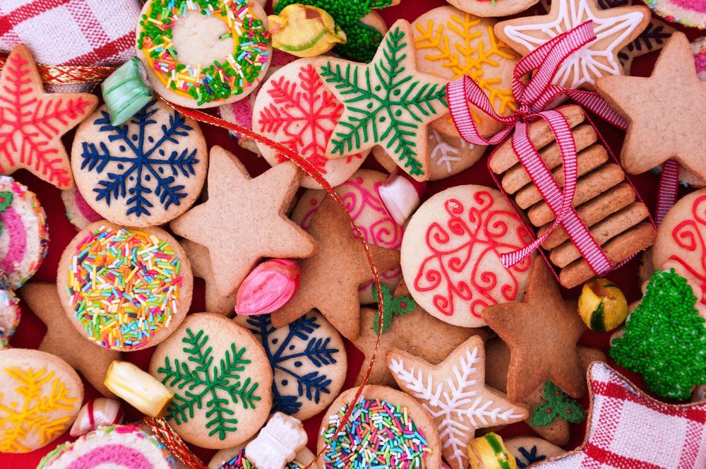 Обои для рабочего стола Новогодние печеньки с глазурью, Merry Christmas