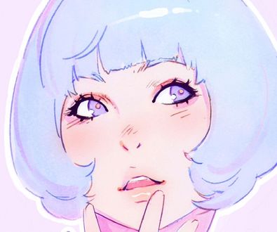 Обои на рабочий стол Девушка с голубыми волосами, by Kuvshinov Ilya