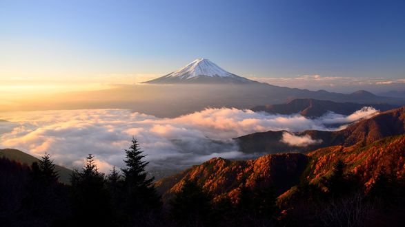 Обои на рабочий стол Вулкан Фудзияма / Fujiyama, Япония / Japan, фотограф Takashi