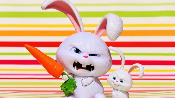 Обои на рабочий стол Снежок с крольчонком, мультик The Secret Life of Pets (2016) / Тайная жизнь домашних животных