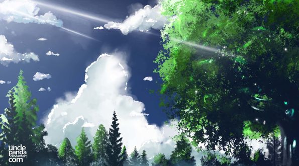 Обои на рабочий стол Белые облака на голубом небе, by ombobon
