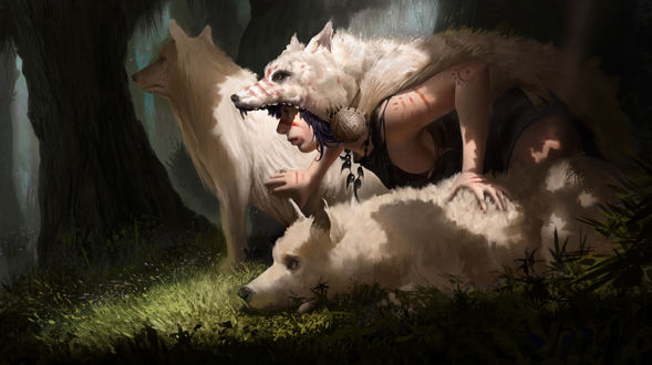 Обои на рабочий стол San / Сан из аниме Принцесса Мононокэ / Mononoke Hime