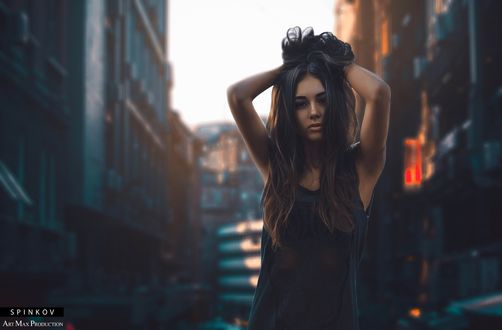 Обои на рабочий стол Модель Diana Melison / Диана Мелисон на фоне города, by Vasya Spinkov