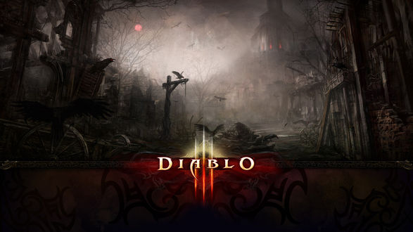 Обои на рабочий стол Diablo. Вороны в развалинах старого города