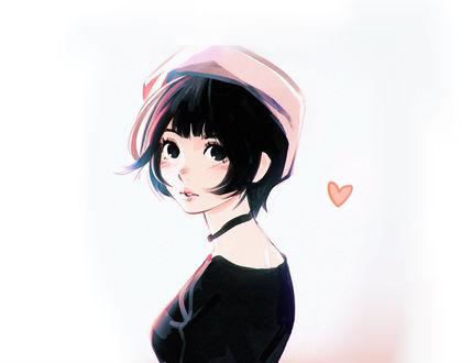 Обои на рабочий стол Девушка смотрит на нас, by Kuvshinov Ilya