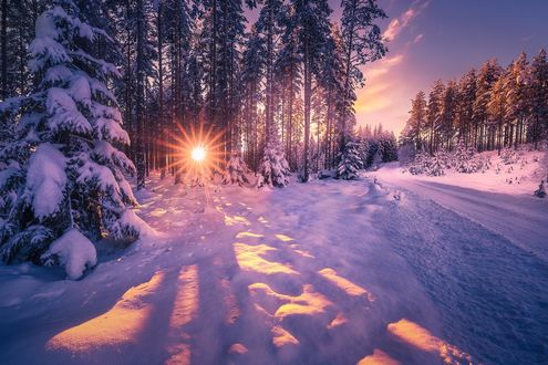 Обои на рабочий стол Sokna, Norway / Sokna, Норвегия, зимний день в январе, фотограф Ole Henrik Skjelstad