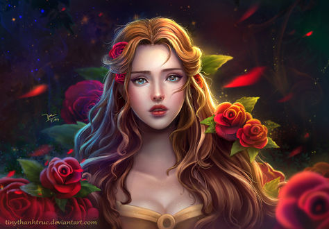 Обои на рабочий стол Disney Princess Belle - Beauty and the beast / Диснеевская принцесса Белль-Красавица и зверь, by TiNyThanhTruc