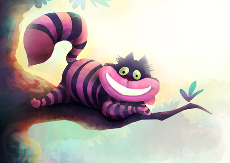 Обои на рабочий стол Cheshire Cat / Чеширский Кот из сказки Alice in Wonderland / Алиса в стране чудес, by banana-fox
