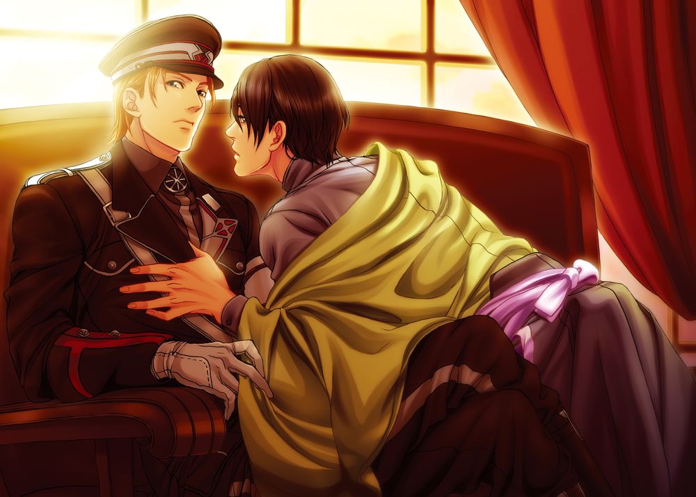 Обои для рабочего стола Kai Tatebayashi и Kyouichiro Hiiragi наедине из манги Taishou Mebiusline