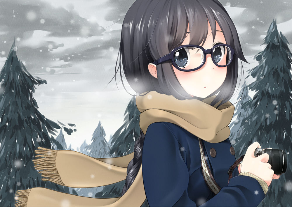 Anime girl in glass