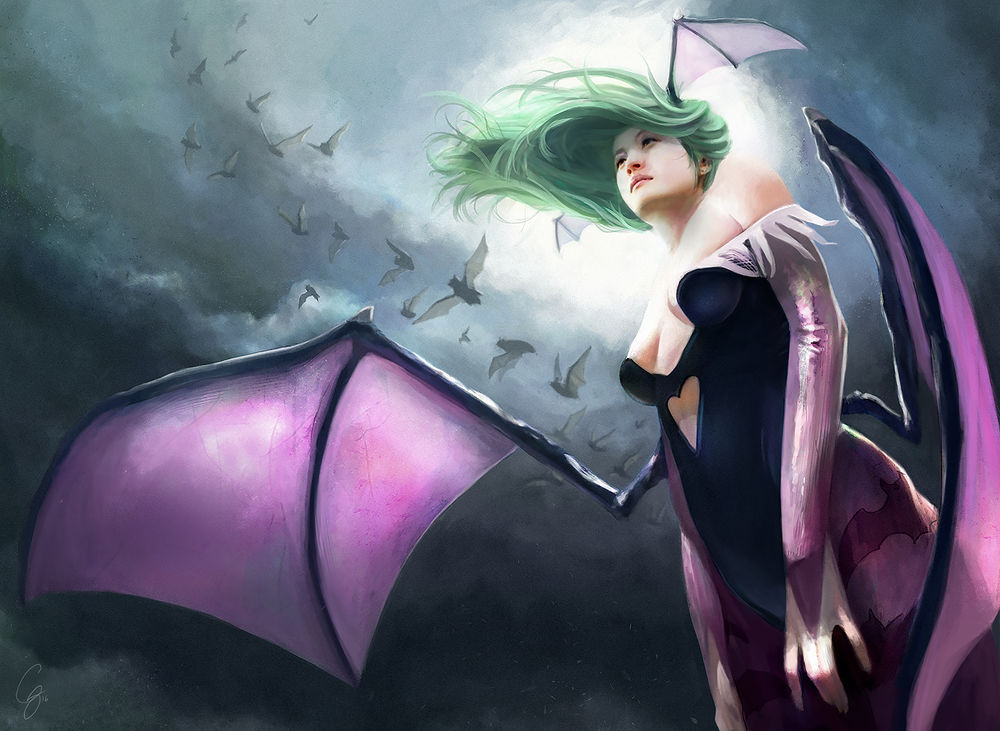 Обои для рабочего стола Морриган Энслэнд / Morrigan Aensland из игры Vampire / Darkstalkers, by chitobein
