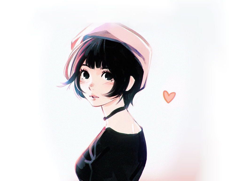 Обои для рабочего стола Девушка смотрит на нас, by Kuvshinov Ilya