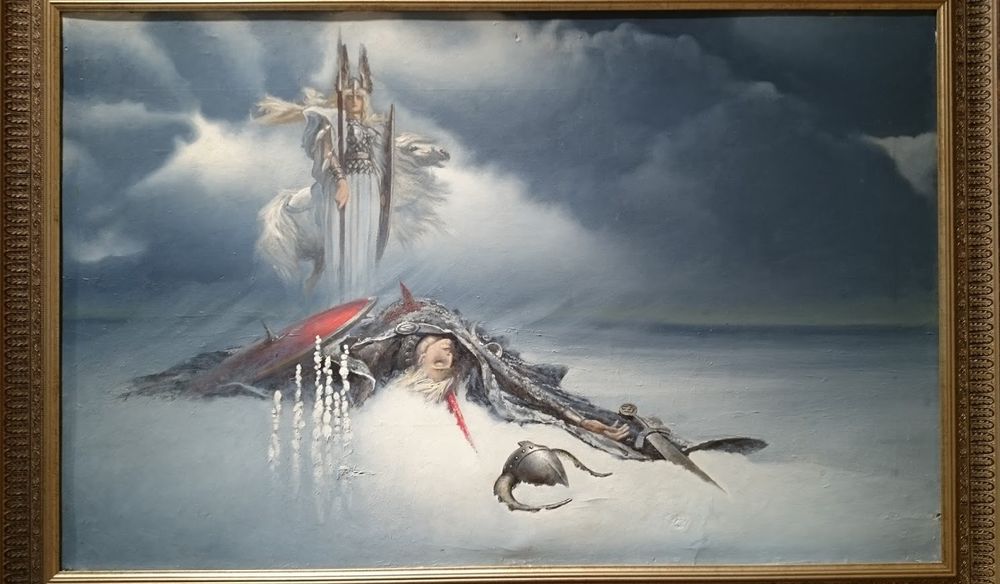 Обои для рабочего стола Валькирия над поверженным воином, by Константин Васильев