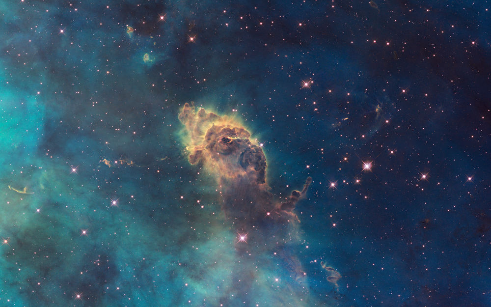 Обои для рабочего стола Carina Nebula / Туманность Киля в сине-зеленых тонах