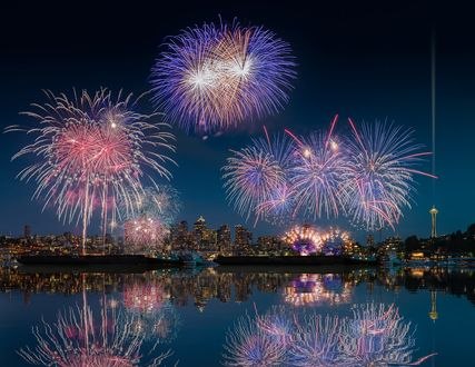 Обои на рабочий стол Новогодний салют в Seattle / Сиэтле, фотограф William Lee