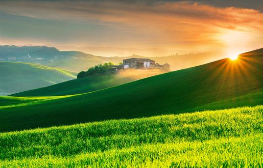Обои на рабочий стол Восход солнца над Тосканой, фотограф &;lhan Eroglu