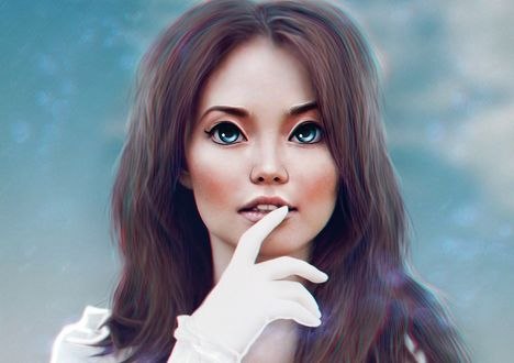 Обои на рабочий стол Девушка в белых перчатках, by eZeeD