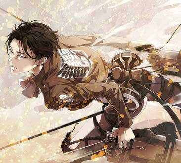 Обои на рабочий стол Леви Райвель / Levi Rivaille атакует из аниме Атака Титана / Attack on Titan / Shingeki no Kyojin