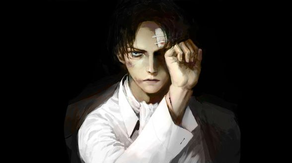 Обои на рабочий стол Раненный Леви Райвель / Levi Rivaille из аниме Атака Титана / Attack on Titan / Shingeki no Kyojin