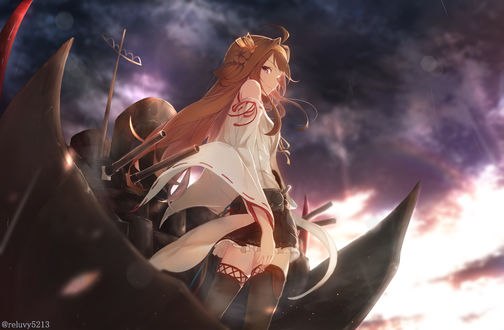 Обои на рабочий стол Конго / Kongou из аниме Флотская коллекция / Kantai Collection, автор Rerubixi (reluvy5213)